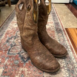 Boulet Brown Leather Western Boots